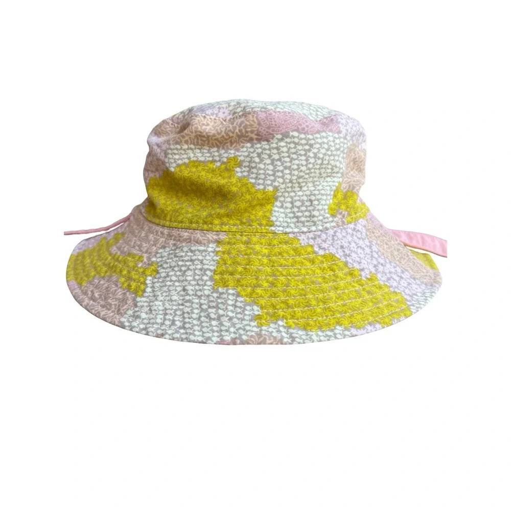 Patagonia Baby Sun Floppy Bucket Hat Pink Yellow Floral Fish Print Chin Strap